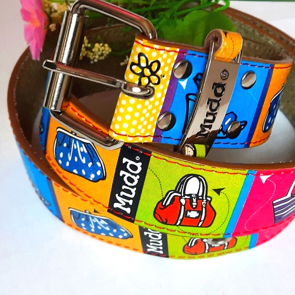 MUDD Genuine Leather Belt, Vibrant Colour Block Fashion Images - Picture 4 of 14